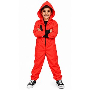 Fantasia La Casa de Papel Infantil Macacão Vermelho com Capuz Unissex Salvador Dali Filme Série TV Bella Ciao Halloween Bloquinho Carnaval