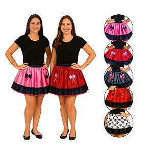 Saia Halloween Adulto Cetim Luxo Fantasia Feminina Dia Das Bruxas Festa Carnaval