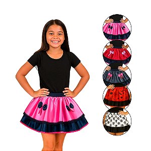 Saia Halloween Infantil Cetim Luxo Fantasia Feminina Dia Das Bruxas Festa Carnaval Bloquinho