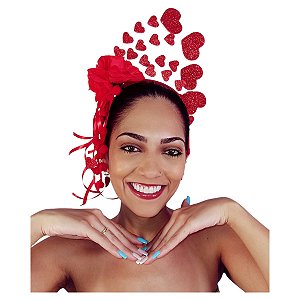 Tiara Carnaval Corações Arco Cupido com Brilho Glitter Bloquinho Fantasia Kit Folia Micareta Bloco de Rua Casa Comigo