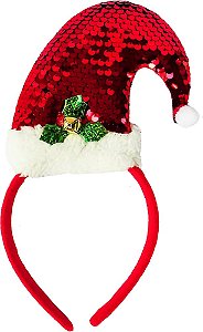 Tiara De Natal Gorro Gorrinho Papai Noel Arquinho Luxo Santa Claus Acessório Natalino Arco Adulto Infantil