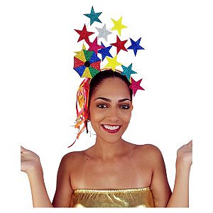 Tiara Carnaval Estrelas Arco Brilho Glitter Bloquinho Kit Folia Micareta Bloco de Rua Fantasia Desfile Escolas de Samba