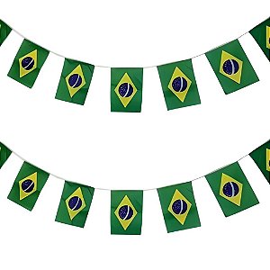 Varal De Bandeirinhas Do Brasil Com 4,15 Metros Decoração Bandeirolas Copa Do Mundo Kit 7 Bandeiras