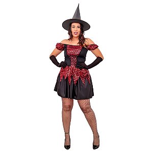 Fantasia Halloween Feminina Infantil Bruxinha Vestido de Bruxa