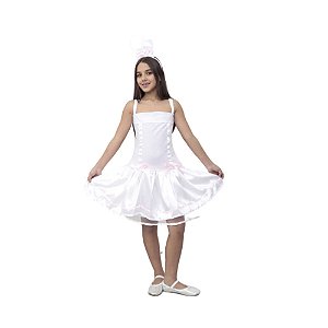 Fantasia Vestido Coelha de Páscoa Infantil Menina Coelhinha Branca