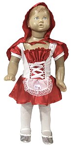 Vestido Mesversário Fantasia Bebê Menina Tema Chapeuzinho Vermelho Presente Aniversário Natal Dia das Crianças