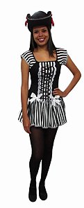 Fantasia Halloween Vestido Enfermeira Preta Adulto Feminina Carnaval Zumbi  Terror