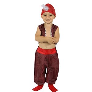 Fantasia Aladim Masculino Infantil Bebê Com Acessórios e Turbante Príncipe Carnaval Festa Árabe