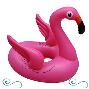 Boia Inflavel Infantil Flamingo 70cm Com Asa e Apoio Para Pernas Acessório Praia e Piscina Natacao Hidro Diversão