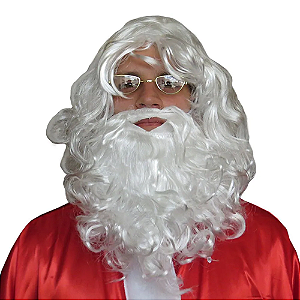 Conjunto de Peruca E Barba De Papai Noel Santa Claus Cabelo Ondulado Bigode Acessórios Fantasia Para o Natal