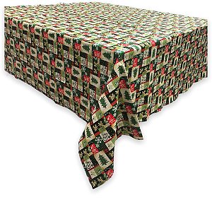 Toalha de Mesa de Natal Estampada Quadrada em Algodão 1,40m - Modelo 5