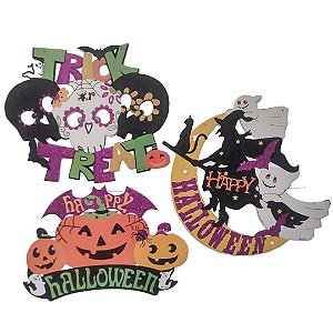 Enfeite Halloween Para Pendurar Guirlanda Brilho Decoração Festa Dia Das Bruxas Placa Decorativa