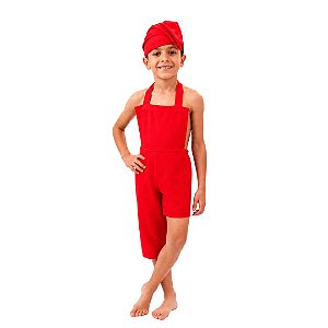Fantasia Saci Pererê Infantil com Chapéu Lenda do Folclore Sitio Pica Pau Amarelo Cosplay Carnaval Halloween