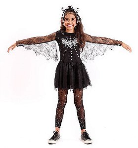 Fantasia Halloween Infantil Caveirinha c/ Máscara Vestido