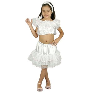 Fantasia Baiana Completa Infantil Saia com Babados e Fitas Festa Carnaval Baile Tropical Carmen Miranda