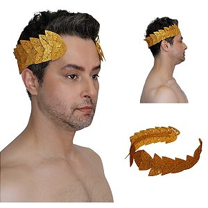 Tiara Arco Coroa do Nero Acessório Enfeite Luxo Eva Glitter Cosplay Fantasia Deus Grego Romano Com Folhas de Ouro Festa Carnaval