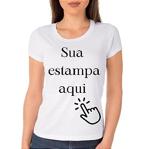 Camiseta Camisa Branca de Poliéster Baby Look Adulto para Personalizar com Foto Logomarca Empresa Uniforme Homenagem Festa de Aniversario