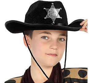 Chapéu Country Cowboy Xerife de Feltro Infantil Cowgirl Boiadeira Festa Peão Boiadeiro Rodeio Festa Fantasia Junina Arraiá Caipira