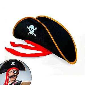 Chapéu de Pirata Adulto Festa Halloween Carnaval Cosplay Acessório Fantasia Capitão Gancho Jack Sparrow Piratas do Caribe