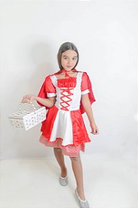 Fantasia Chapeuzinho Vermelho Infantil Capa com Capuz Princesa Contos de Fada Lobo Mau Festa Carnaval Dia das Crianças Presente Menina Aniversário Brinquedo