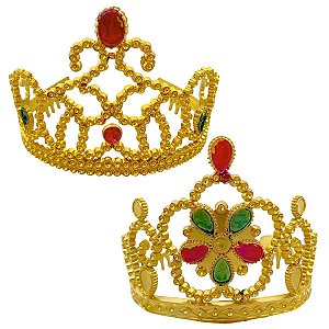 Coroa Princesa Dourada ou Rosa Acessório Fantasia Festa de Aniversário Carnaval Dia das Crianças