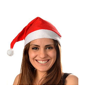 Gorro de Papai Noel Touca Mamãe Noel Gorrinho Noelete de Feltro Liso com Pom Pom Enfeite Devoração de Festa de Natal