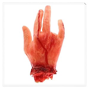 Enfeite Halloween Mão Decepada Sangrenta Horror Membro Amputado Parte do Corpo Festa Dia das Bruxas Noites do Terror