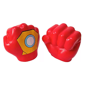 Luva Gigante Soco Homem de Ferro Fantasia Vingadores Acessório Super Herói Vermelho Brinquedo Dia das Crianças Festa Aniversário Bloquinho Carnaval