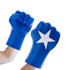 Luva Gigante Capitão América Fantasia Vingadores Acessório Super Heroi Azul com Estrela Brinquedo Dia das Crianças Festa Aniversário Bloquinho Carnaval