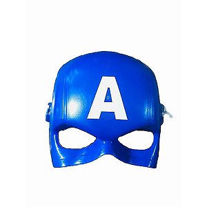Máscara Capitão América Fantasia Vingadores Acessório Super Heroi Azul com Estrela Brinquedo Dia das Crianças Festa Aniversário Bloquinho Carnaval