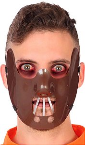 Máscara Hannibal Meio Rosto Cosplay Canibal Lecter Filme Silencio dos Inocentes Acessório Fantasia Terror Halloween Festa Dia das Bruxas