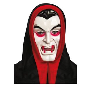 Máscara Vampiro Conde Drácula com Capuz Acessório Fantasia Festa Halloween Dia das Bruxas Noites do Terror