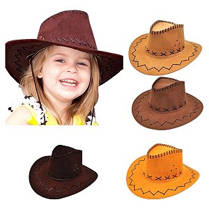 Chapéu Cowboy Cowgirl Infantil em Tecido Festa Junina Country Peão de Boiadeiro Vaqueiro Rodeio Vaqueira Arraial Caipira