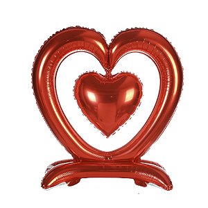 Balão Coração Vermelho de Mesa Metalizado Enfeite Pingente Decoração para Dia dos Namorados Aniversário de Casamento Namoro Comemoração Dia das Mães Enfeite Dia dos Pais