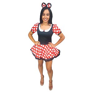 Fantasia Minnie Adulto Cosplay Princesa Vestido Ratinha Animação de Festa de Aniversário Dia das Crianças Carnaval Bloquinho