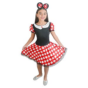 Fantasia Minnie Infantil Vestido Princesa Ratinha Festa de Aniversário Dia das Crianças Presente Menina Carnaval Bloquinho