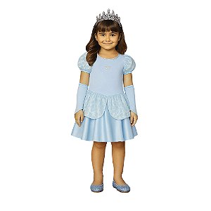 Fantasia Princesa Azul Infantil Cosplay Vestido Cinderela Festa de Aniversário Dia das Crianças Presente Menina Carnaval Bloquinho