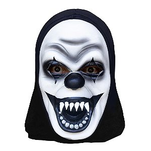 Máscara Palhaço Mortal de Latex com Capuz Acessório Fantasia Circo Macabro Cosplay Halloween Dia das Bruxas Noites do Terror
