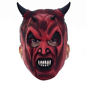 Máscara Capeta de Látex com Elástico Acessório Fantasia Diabo Inferno Cosplay Halloween Dia das Bruxas Noites do Terror