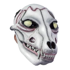 Máscara Caveira Cachorro Macabro de Látex com Elástico Acessório Fantasia Cão Cosplay Halloween Dia das Bruxas Noites do Terror