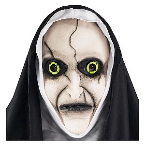 Máscara Freira Macabra de Látex com Elástico Acessório Fantasia Assassina Cosplay Halloween Dia das Bruxas Noites do Terror