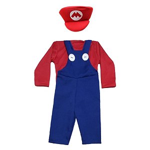 Fantasia Mário Bros Infantil Jogo Super Mario Bros Anime Game Macacão Portuga Vermelho Tema Personagem Festa de Aniversário Carnaval Bloquinho Dia das Crianças Presente Menino