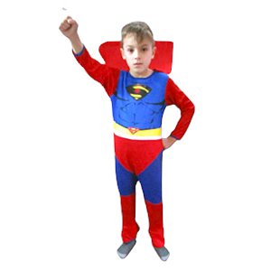 Fantasia Super Homem Infantil Bebê Macacão Longo Super Herói Superman Personagem Vingadores Festa Carnaval Dia das Crianças Presente de Aniversário Menino