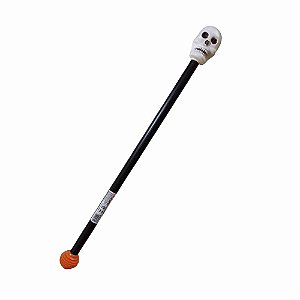 Cajado Esqueleto com Buzina Acessório Fantasia Caveira Branca Skeleton Morte Decoração Festa Halloween Dia das Bruxas