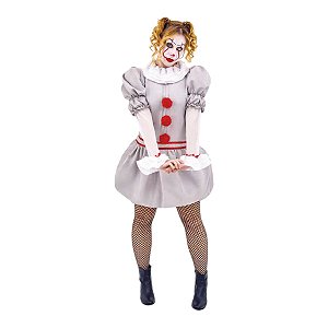 Fantasia Palhaço It Feminino Adulto Cosplay Pennywise Halloween Circo Macabro Palhaça Assassina Halloween Noite do Terror