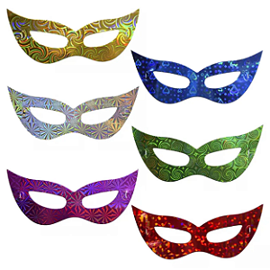 Pacote de Máscaras de Papel Colorido Holográfico para Baile de Carnaval Bloquinho de Rua Folia