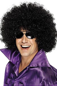 Peruca Black Power Grande Preta Cabelo Afro Retro Festa Hippie Anos 70 Carnaval Eventos Cosplay