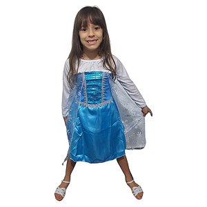 Fantasia Frozen Elsa Infantil Princesa do Gelo Festa de Aniversário Presente Dia das Crianças Menina Baile Carnaval Bloquinho de Rua