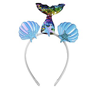 Tiara de Sereia Acessório Rabo de Sereia Fantasia Princesa Ariel Iara Folclore Festa de Aniversário Bloquinho Carnaval