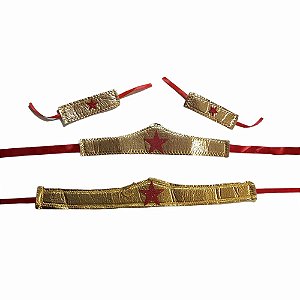 Kit Acessórios Fantasia Mulher Maravilha Infantil Wonder Woman Supergirl Cosplay Super Herói Feminina Personagem Heroína